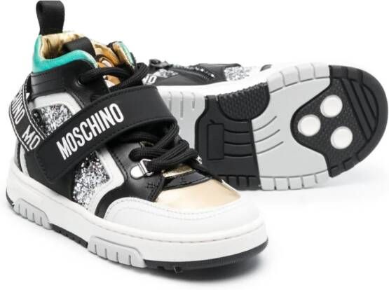 Moschino Kids logo-print leather sneakers Black