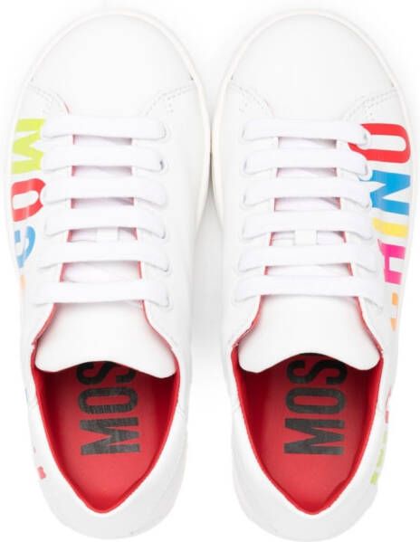 Moschino Kids logo-print leather sneakers White