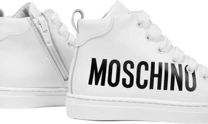 Moschino Kids logo-print leather sneakers White