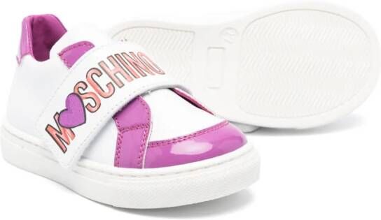 Moschino Kids logo-print leather sneakers White