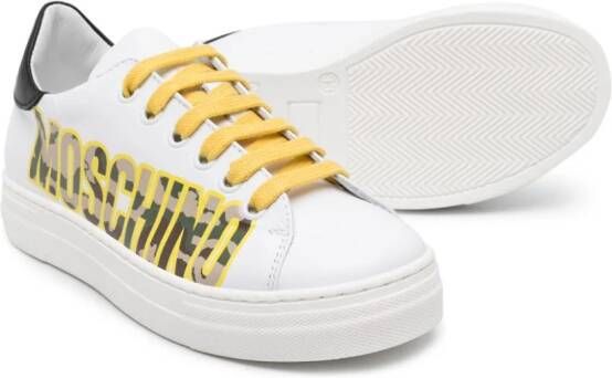 Moschino Kids logo-print lether sneakers White