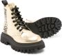 Moschino Kids logo-print metallic leather boots Gold - Thumbnail 2