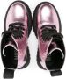 Moschino Kids logo-print metallic leather boots Pink - Thumbnail 3