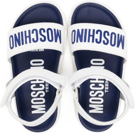 Moschino Kids logo-print open-toe sandals White