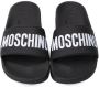 Moschino Kids logo print slides Black - Thumbnail 3