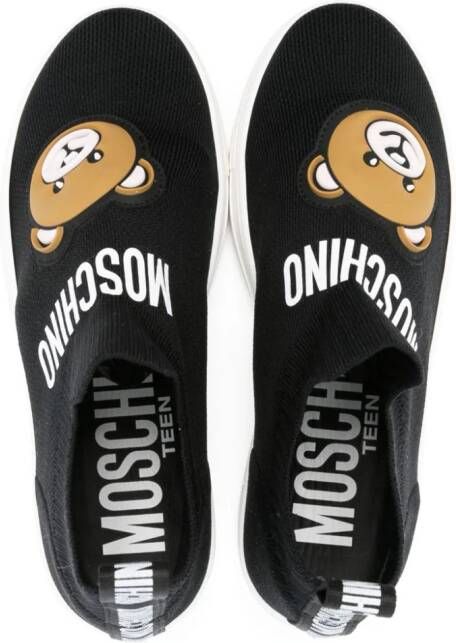 Moschino Kids logo-print slip-on sneakers Black