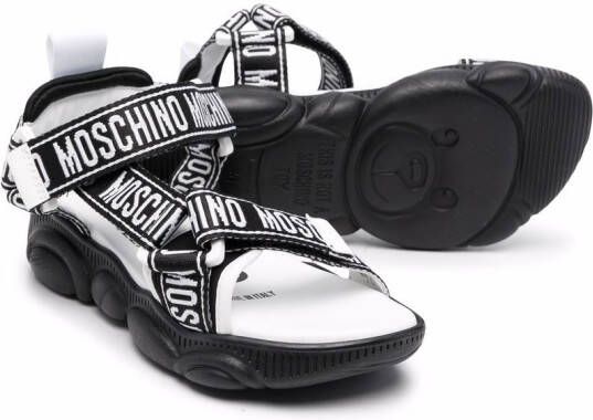 Moschino Kids logo-print strap sandals Black