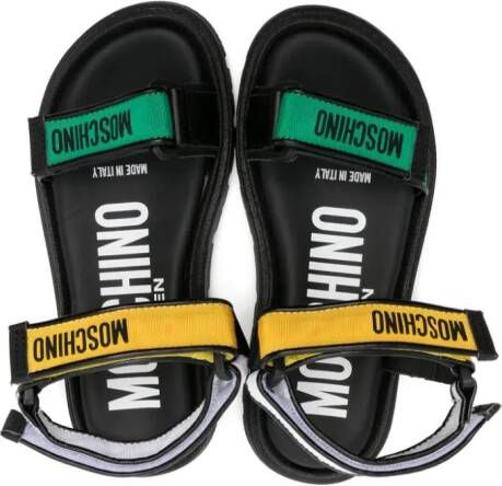 Moschino Kids logo-print touch-strap sandals Black