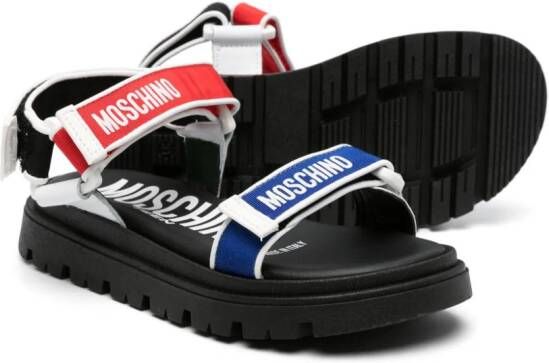 Moschino Kids logo-print touch-strap sandals Black