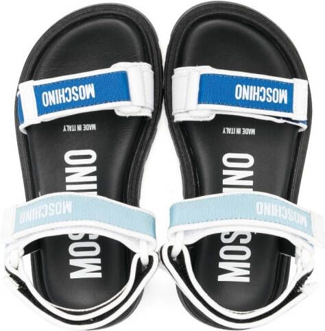 Moschino Kids logo-print touch-strap sandals Blue
