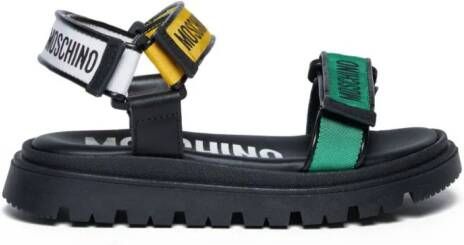 Moschino Kids logo-print touch-strap sandals Green