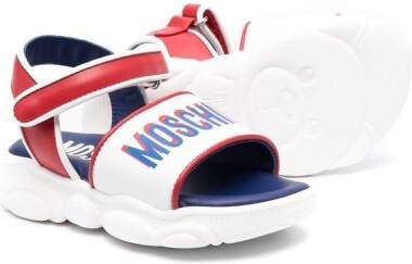 Moschino Kids logo-print touch-strap sandals White