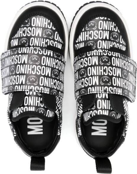 Moschino Kids logo-print touch-strap sneakers Black