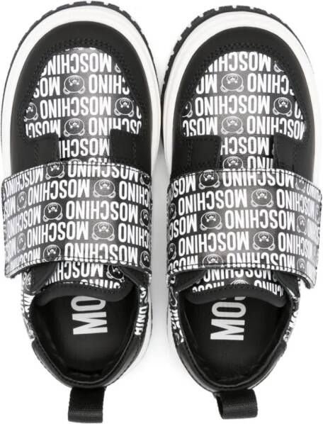 Moschino Kids logo-print touch-strap sneakers Black