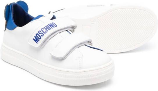 Moschino Kids logo-print touch-strap sneakers White