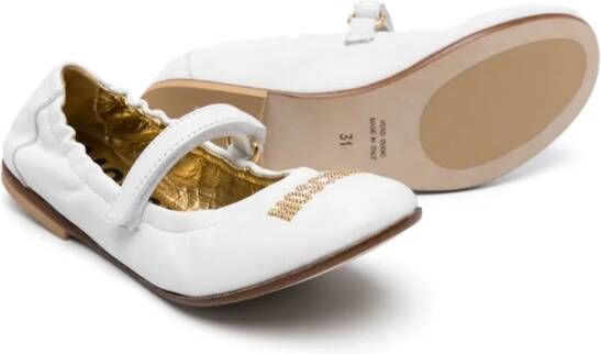 Moschino Kids logo-studded ballerina shoes White