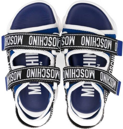 Moschino Kids logo touch-strap sandals Blue