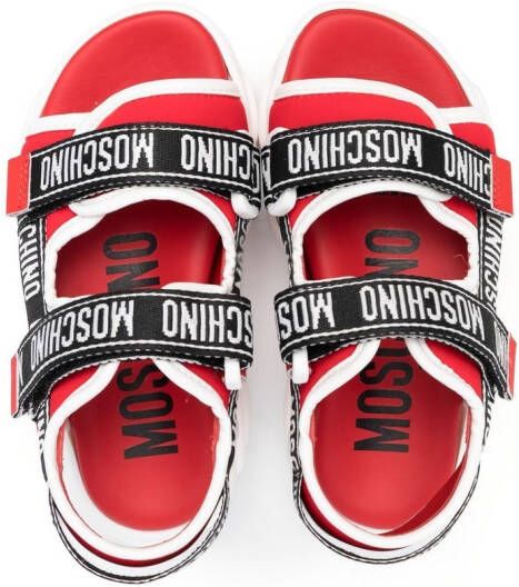 Moschino Kids logo touch-strap sandals Red