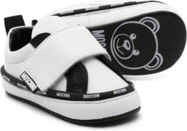Moschino Kids logo-trim touch-strap sneakers White
