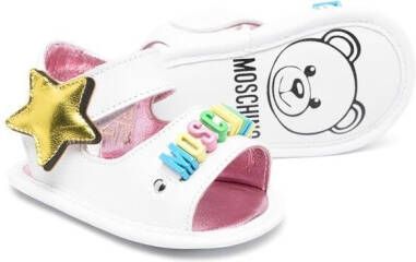Moschino Kids star embellished open toe sandals White