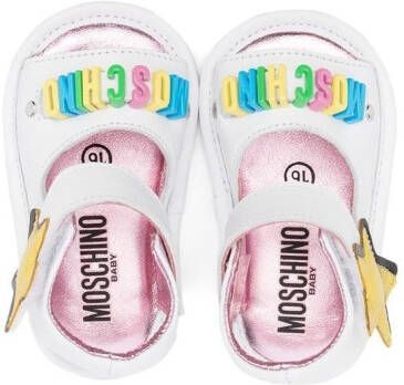 Moschino Kids star embellished open toe sandals White