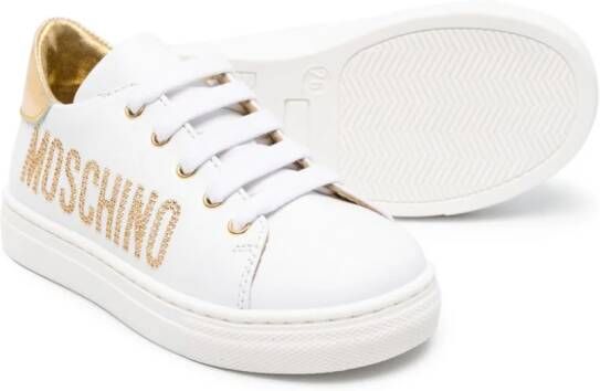 Moschino Kids studded-logo leather sneakers White