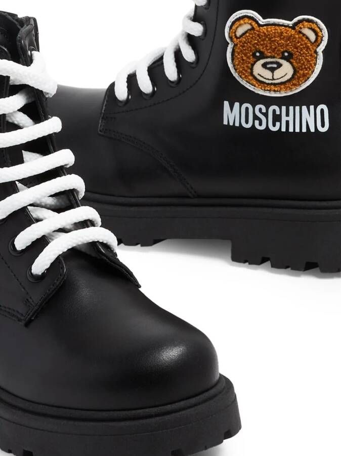 Moschino Kids Teddy ankle leather boots Black