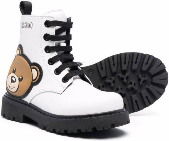 Moschino Kids teddy bear ankle boots White