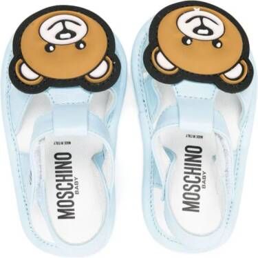 Moschino Kids Teddy Bear-appliqué leather sandals Blue