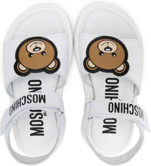 Moschino Kids Teddy Bear-appliqué leather sandals White
