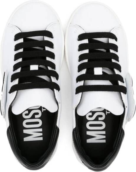 Moschino Kids Teddy Bear-appliqué leather sneakers White