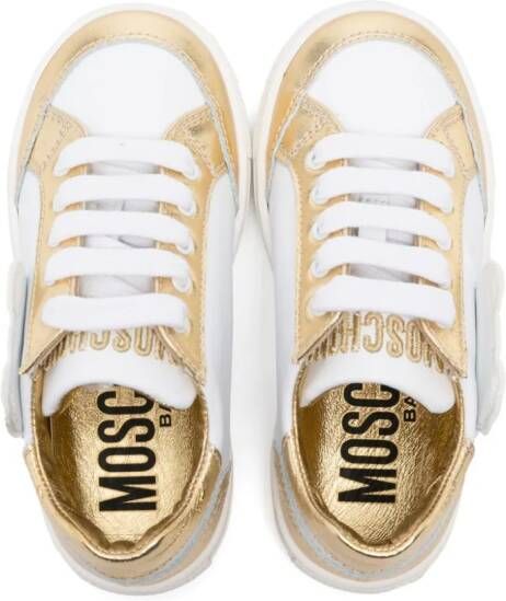 Moschino Kids Teddy Bear-appliqué leather sneakers White