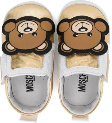 Moschino Kids Teddy Bear appliqué sneakers Gold
