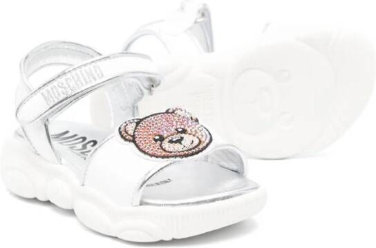 Moschino Kids Teddy Bear crystal-embellished sandals White