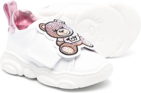 Moschino Kids Teddy Bear crystal-embellished sneakers White