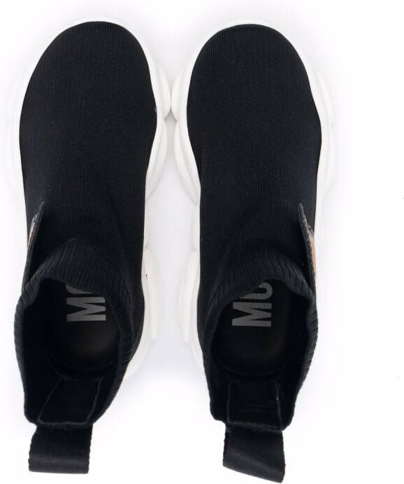 Moschino Kids teddy bear-embellished sock-style sneakers Black