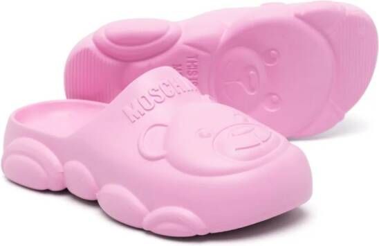 Moschino Kids Teddy Bear flatform slippers Pink