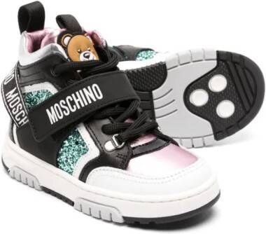 Moschino Kids Teddy Bear glitter-detail sneakers Black