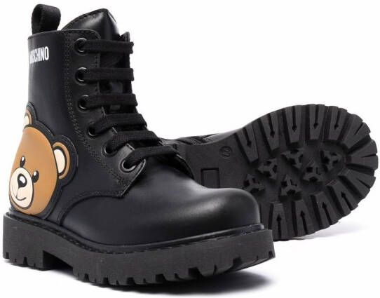 Moschino Kids Teddy Bear lace-up boots Black
