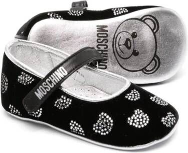 Moschino Kids Teddy Bear leather ballerina shoes Black