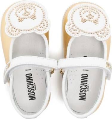 Moschino Kids Teddy Bear leather ballerina shoes Gold