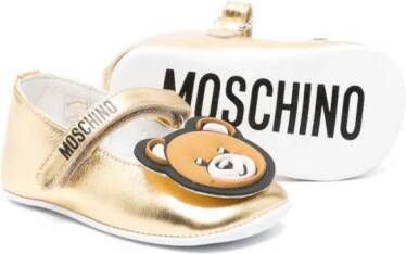 Moschino Kids Teddy Bear leather ballerinas Gold
