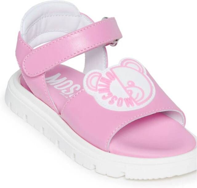 Moschino Kids Teddy Bear leather sandals Pink