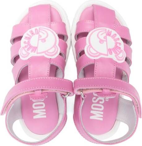 Moschino Kids Teddy Bear leather sandals Pink