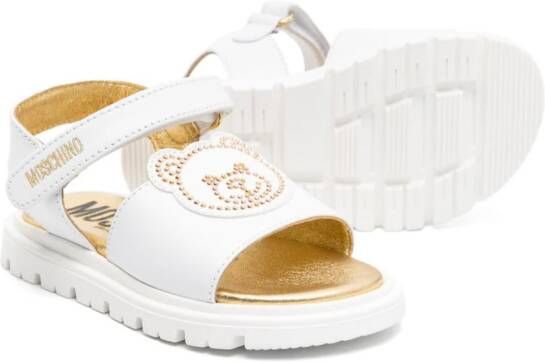 Moschino Kids Teddy Bear leather sandals White