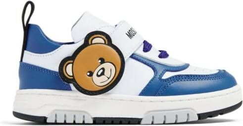 Moschino Kids Teddy Bear leather sneakers Blue