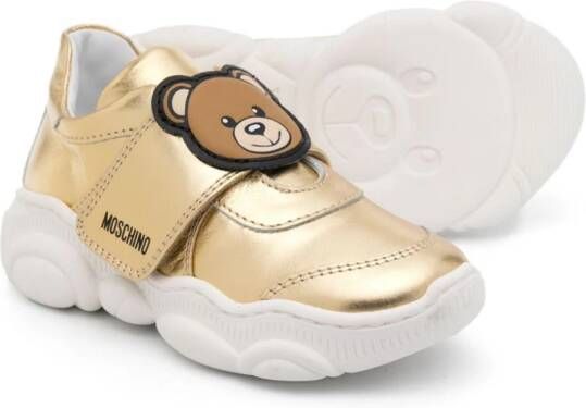 Moschino Kids Teddy Bear metallic sneakers Gold