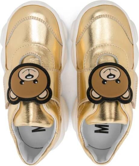 Moschino Kids Teddy Bear metallic sneakers Gold