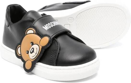 Moschino Kids Teddy-Bear-motif leather sneakers Black