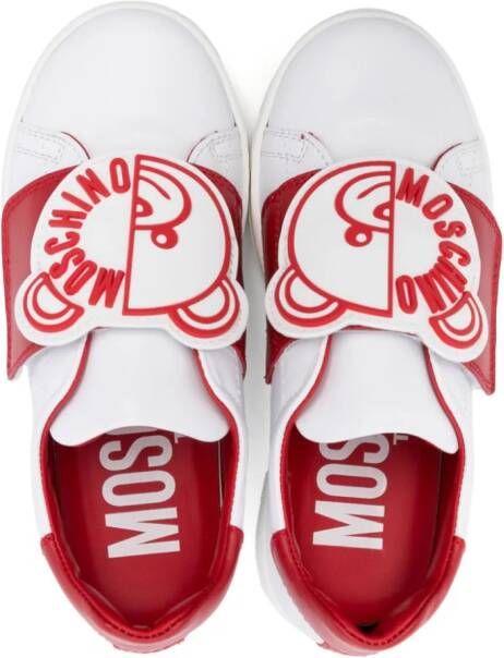 Moschino Kids Teddy-Bear-motif leather sneakers White